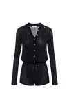 Elisabetta Franchi Buttoned Long Sleeve Dress With Sheer Detailing In Black