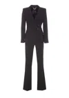 Elisabetta Franchi Tailored Double-breasted Blazer With Flared Trousers In Black