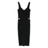 Elisabetta Franchi Sleeveless Round Neck Mini Fitted Chain Dress In Black
