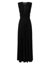 Elisabetta Franchi Long Sleeveless Dress With Deep V-neckline In Black