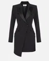 Elisabetta Franchi Satin-lapel Double-breasted Mini Dress In Black