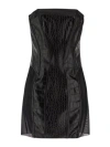 Elisabetta Franchi Croc-embossed Sheer Paneling Sleeveless Dress In Black