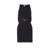 Elisabetta Franchi Sleeveless Round Neck Mini Fitted Chain Dress In Black