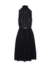 Elisabetta Franchi Knitted Dress With Belt And Stripes In Black