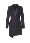 Elisabetta Franchi Satin-lapel Double-breasted Mini Dress In Black