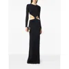 Elisabetta Franchi Crewneck Cut-out Maxi Dress With Gold Detail In Black