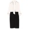 Elisabetta Franchi Viscose Blend Midi Dress With Detachable Skirt In Black