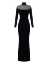 Elisabetta Franchi Red Carpet Dress In Velvet And Jersey Fabrics In Black