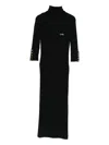 Elisabetta Franchi Form-fitting Black Midi Dress With Ribbed Texture And Logo Detail In Black