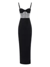 Elisabetta Franchi Fitted Black Evening Dress With Structured Bodice In Black