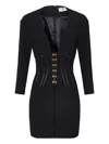 Elisabetta Franchi Dress In Neoprene Fabric With Corset Details In Black