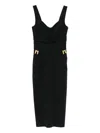 Elisabetta Franchi Fitted Midi Dress With Sweetheart Neckline In Black