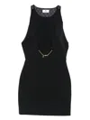 Elisabetta Franchi Sleeveless Round Neck Mini Fitted Chain Dress In Black