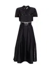 Elisabetta Franchi Long Dress With Transparent Detail And Pockets In Black
