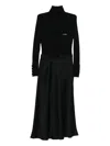 Elisabetta Franchi Ribbed Turtleneck Midi Dress In Black