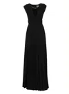 Elisabetta Franchi Long Sleeveless Dress With Deep V-neckline In Black
