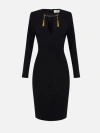 Elisabetta Franchi Shoulder Reinforced V-neckline Midi Dress With Split In Black