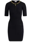 Elisabetta Franchi Mini Abito In Maglia A Rombi Con Dettaglio Gioiello Nero In Black