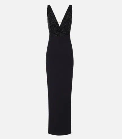 Elisabetta Franchi Rhinestones V-neck Dress In Black