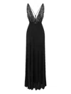 Elisabetta Franchi Abito Red Carpet In Tulle E Jersey Con Cristalli In Black