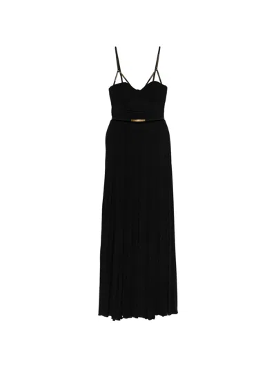 Elisabetta Franchi Bustier Belted Maxi Dress In Black