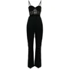Elisabetta Franchi Lettering Jacquard Crepe Jumpsuit In Black