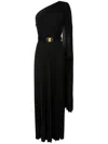 Elisabetta Franchi One-shoulder Pleated Red Carpet Dress In Black