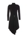 Elisabetta Franchi Draped Asymmetric Hem Dress With Embellished Detail In Black