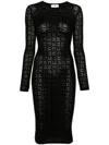 Elisabetta Franchi Pointelle-knit Midi Dress In Black