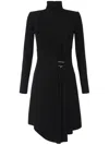 Elisabetta Franchi Black Long Sleeves Rhinestone Embellishment Dress In Black