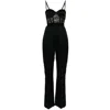 Elisabetta Franchi Lettering Jacquard Crepe Jumpsuit In Black