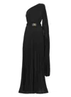 Elisabetta Franchi One-shoulder Pleated Red Carpet Dress In Black