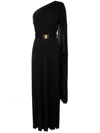 Elisabetta Franchi Single Long Sleeve Gathered Maxi Dress In Black