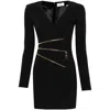Elisabetta Franchi Deep V-neck Dress With Gold Zipper Detail In Black