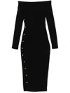 Elisabetta Franchi Off-shoulder Midi Dress In Black