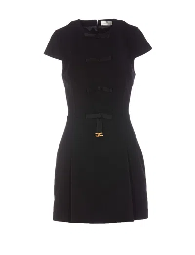 Elisabetta Franchi Stretch Viscose Dress With Logo In Black