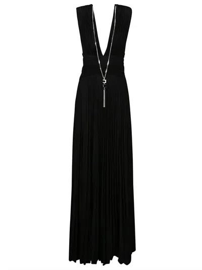 Elisabetta Franchi Lurex Pleated Maxi Dress In Black