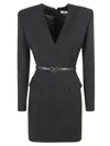 Elisabetta Franchi V-neck Rear Zip Belted Dress