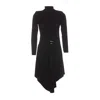 Elisabetta Franchi Black Long Sleeves Rhinestone Embellishment Dress In Black
