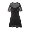 Elisabetta Franchi Fitted Mini Dress With Textured Design And Flared Hem In Black