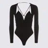 Elisabetta Franchi Plunging Neckline Jumpsuit With Ruched Strappy Back In Black