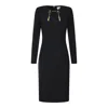 Elisabetta Franchi Shoulder Reinforced V-neckline Midi Dress With Split In Black