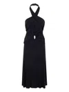 Elisabetta Franchi Halterneck Ruched Dress In Black