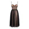 Elisabetta Franchi Midi Dress With Lace And Spaghetti Straps In Multi