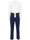 Elisabetta Franchi Detachable Crepe Jumpsuit In Blue