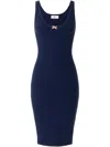 Elisabetta Franchi Knit Tulle Dress In Blue