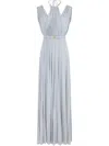 Elisabetta Franchi Knee Length Sleeveless Dress With Belted Waist In Blue