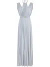 Elisabetta Franchi Knee Length Sleeveless Dress With Belted Waist In Blue