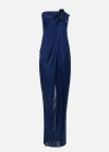 Elisabetta Franchi Red Carpet Glossy Jersey Fabric Dress With Flower In Blue