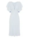 Elisabetta Franchi Scalloped Sleeves V-neck Midi Dress In Blue